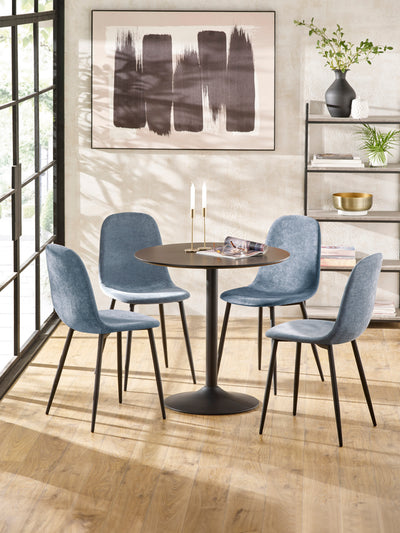 Set of 4 Lottie Denim Blue Chenille Upholstered Dining Chairs – Denim Chenilla