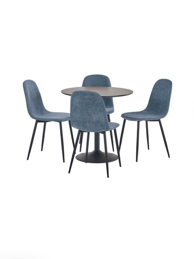 Set of 4 Lottie Denim Blue Chenille Upholstered Dining Chairs – Denim Chenilla