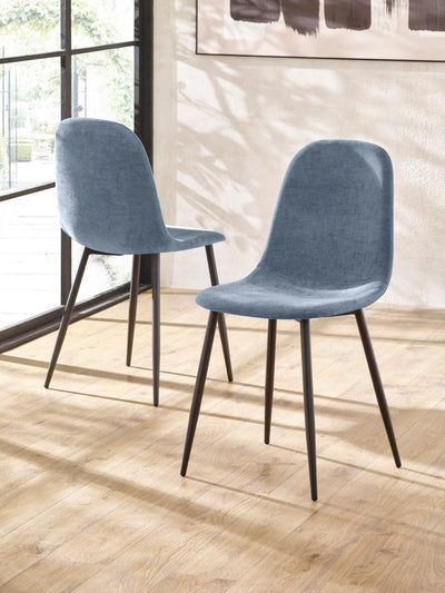 Set of 4 Lottie Denim Blue Chenille Upholstered Dining Chairs – Denim Chenilla