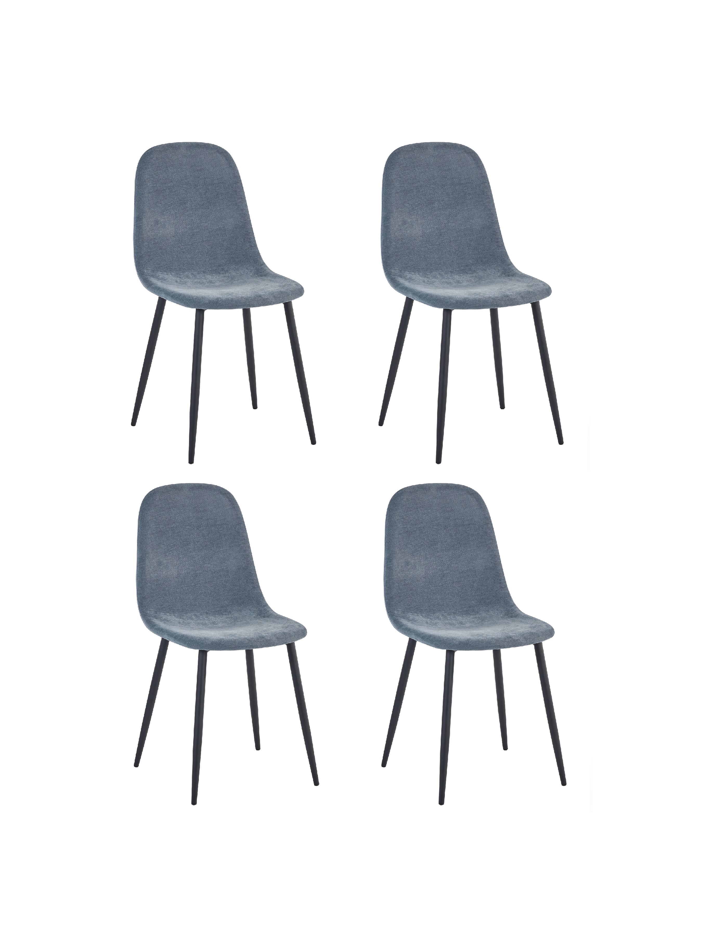 Set of 4 Lottie Denim Blue Chenille Upholstered Dining Chairs – Denim Chenilla