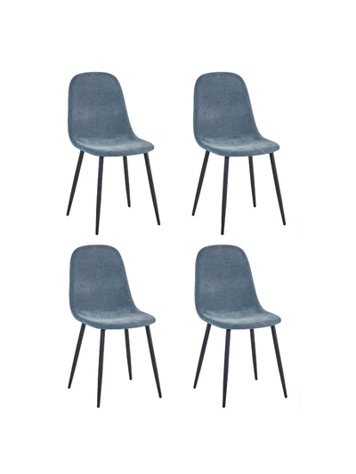Set of 4 Lottie Denim Blue Chenille Upholstered Dining Chairs – Denim Chenilla