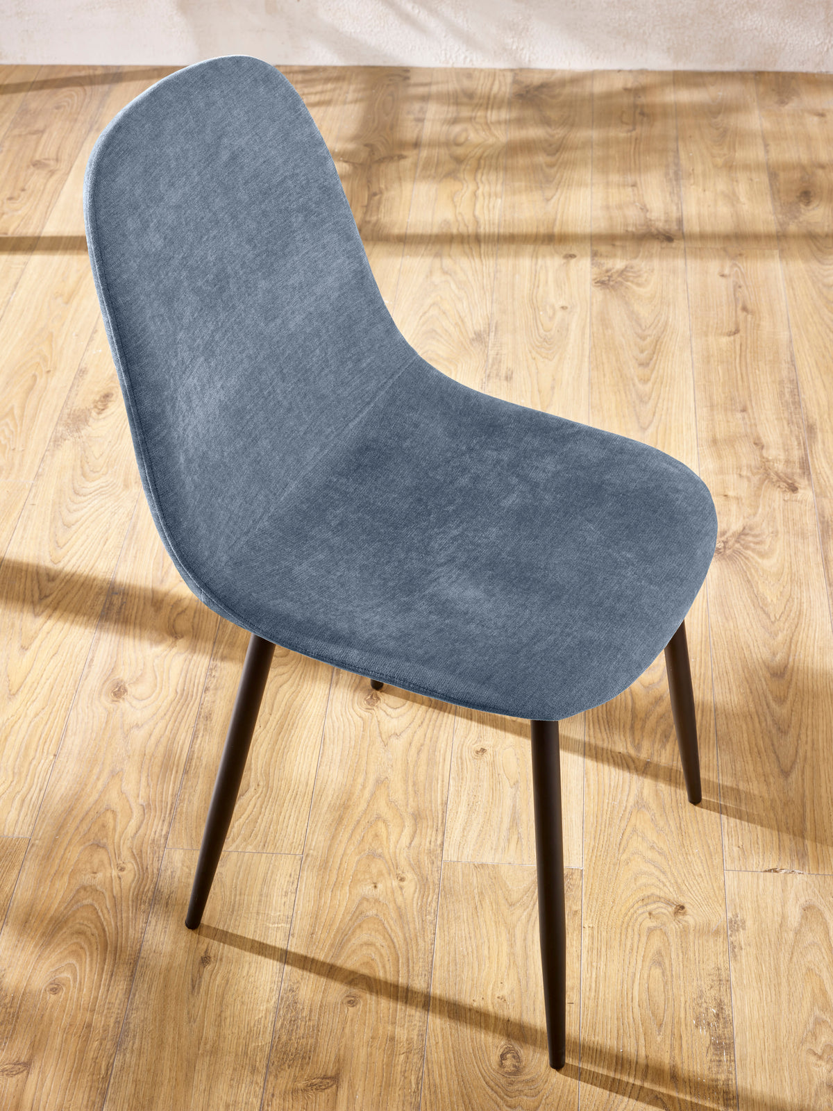 Set of 4 Lottie Denim Blue Chenille Upholstered Dining Chairs – Denim Chenilla
