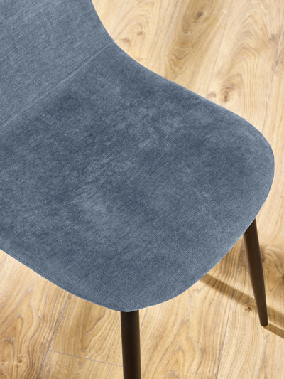 Set of 4 Lottie Denim Blue Chenille Upholstered Dining Chairs – Denim Chenilla