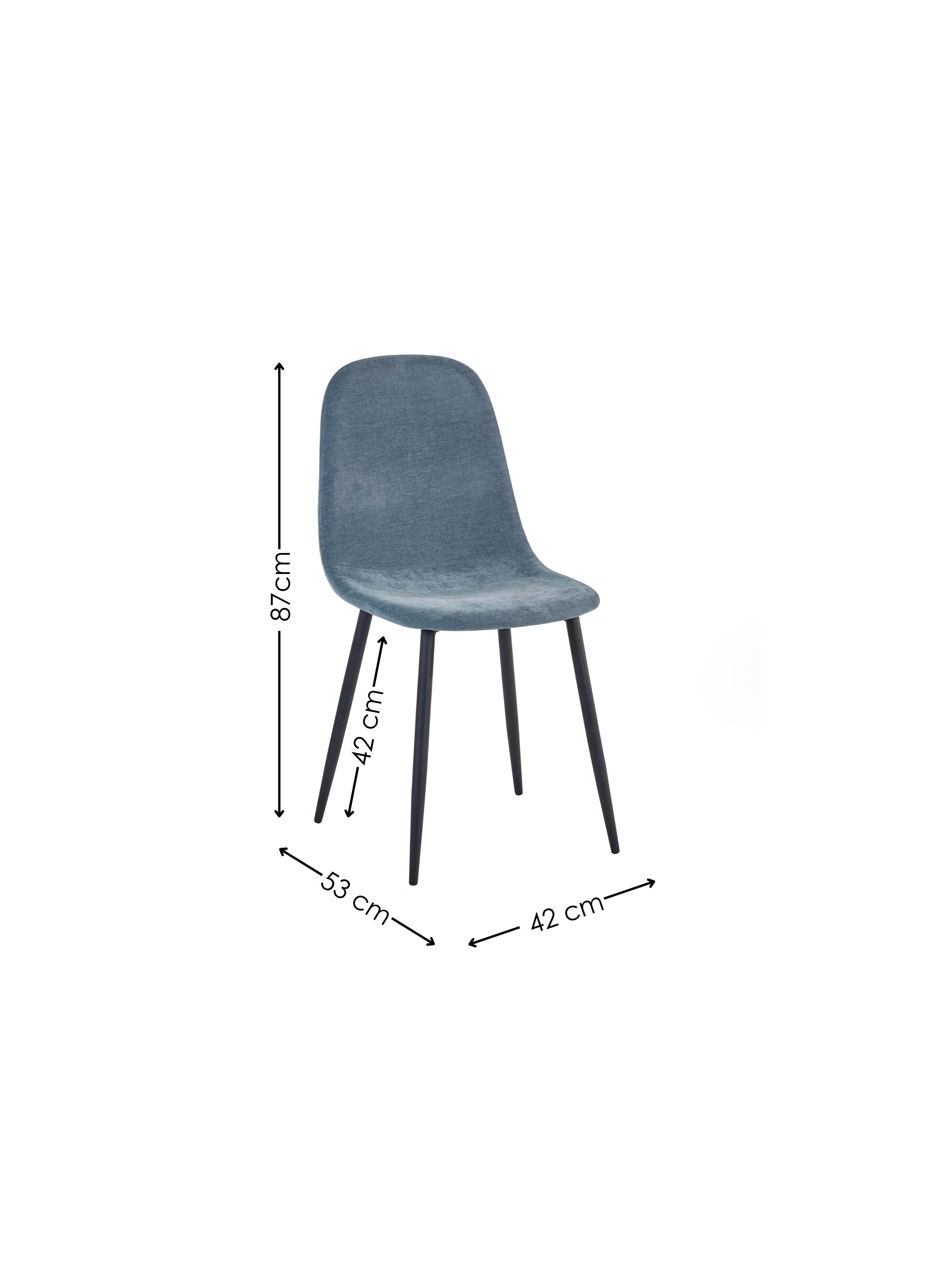 Set of 4 Lottie Denim Blue Chenille Upholstered Dining Chairs – Denim Chenilla