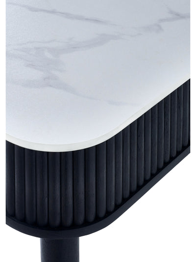 Louis Fluted Stone Top Dining Table With Drawers - Black