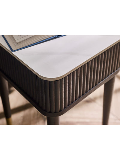 Louis Fluted Stone Top Lamp Table With Drawer - Black