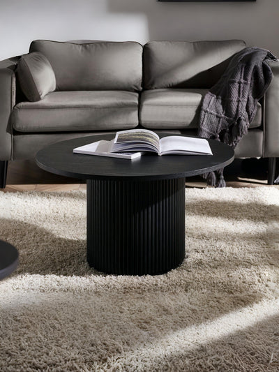 Louis Fluted Round Coffee Table - Black
