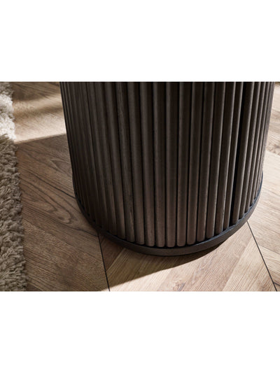 Louis Fluted Side Table With Door - Black