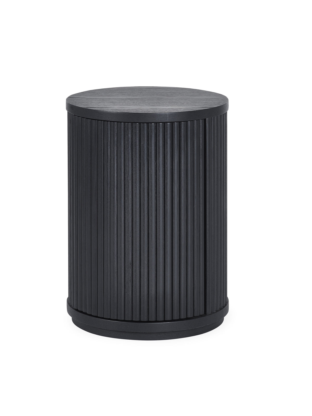 Louis Fluted Side Table With Door - Black