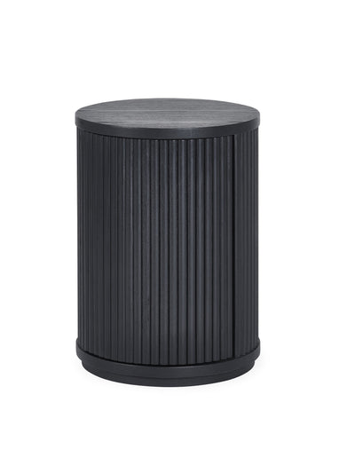 Louis Fluted Side Table With Door - Black