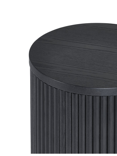Louis Fluted Side Table With Door - Black