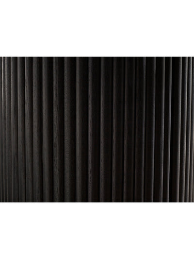 Louis Fluted Side Table With Door - Black