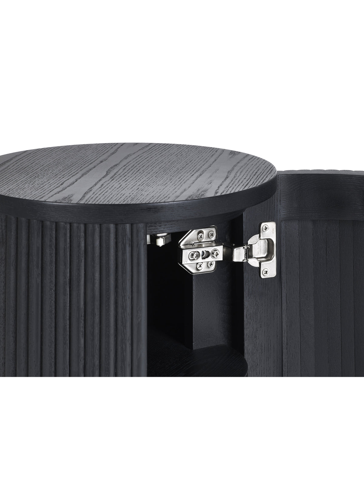Louis Fluted Side Table With Door - Black