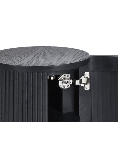 Louis Fluted Side Table With Door - Black