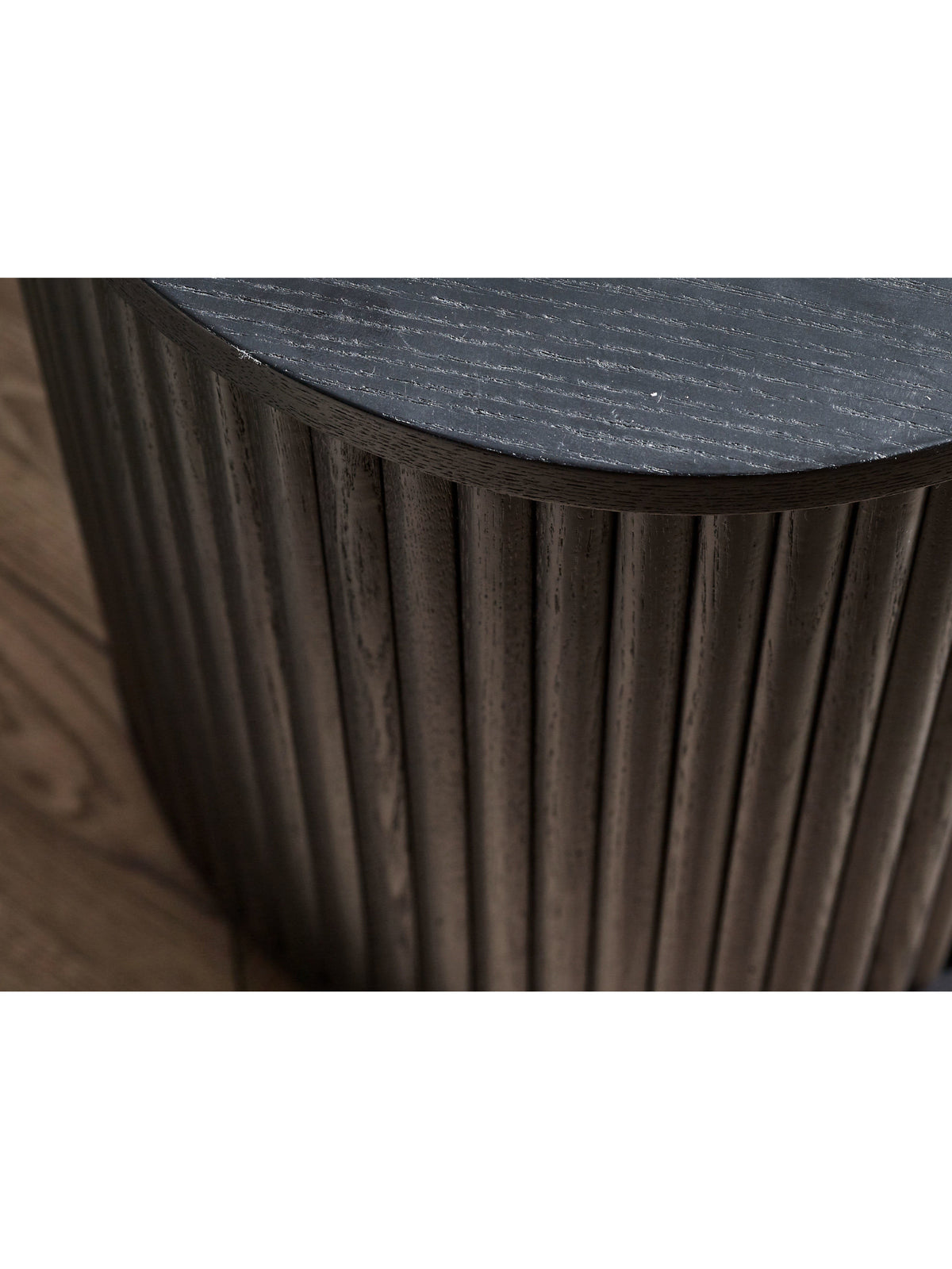 Louis Fluted Side Table With Door - Black