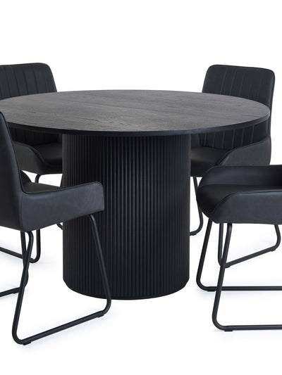 Louis Round Table and 4 Soho Chairs – Black Ash Effect