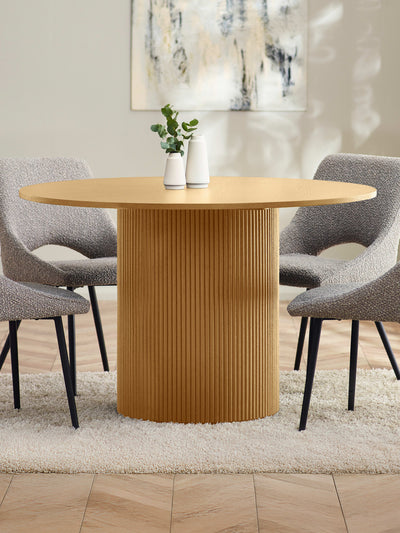 Louis Light Oak Fluted Round Dining Table – Light Oak Effect