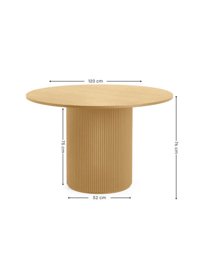 Louis Light Oak Fluted Round Dining Table – Light Oak Effect