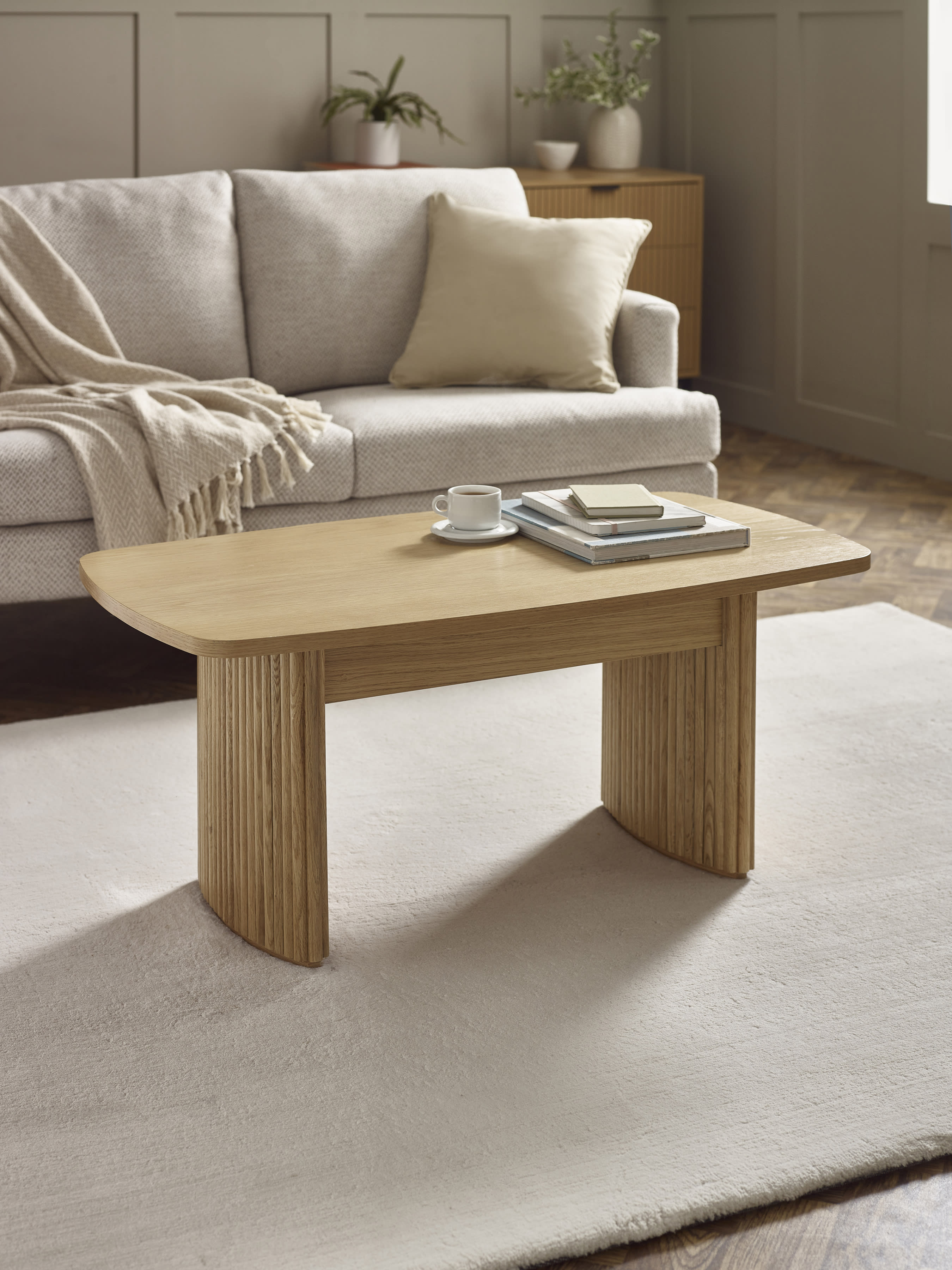 Louis Light Oak Effect Fluted Compact Coffee Table