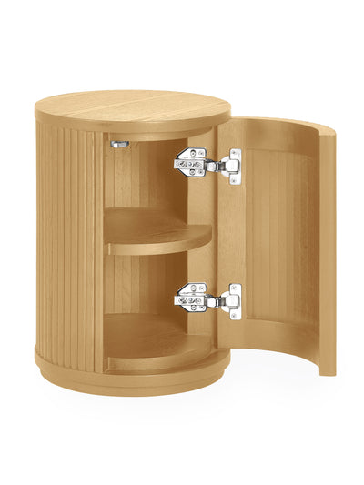 Louis Light Oak Effect Fluted Side Table with Storage