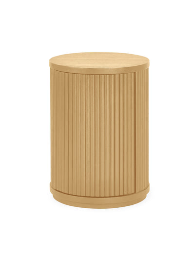Louis Light Oak Effect Fluted Side Table with Storage