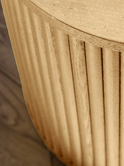 Louis Light Oak Effect Fluted Side Table with Storage