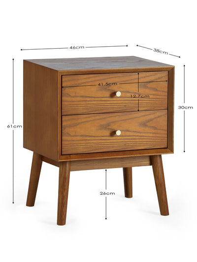 Lowry 2 Drawer Bedside – Ash Effect