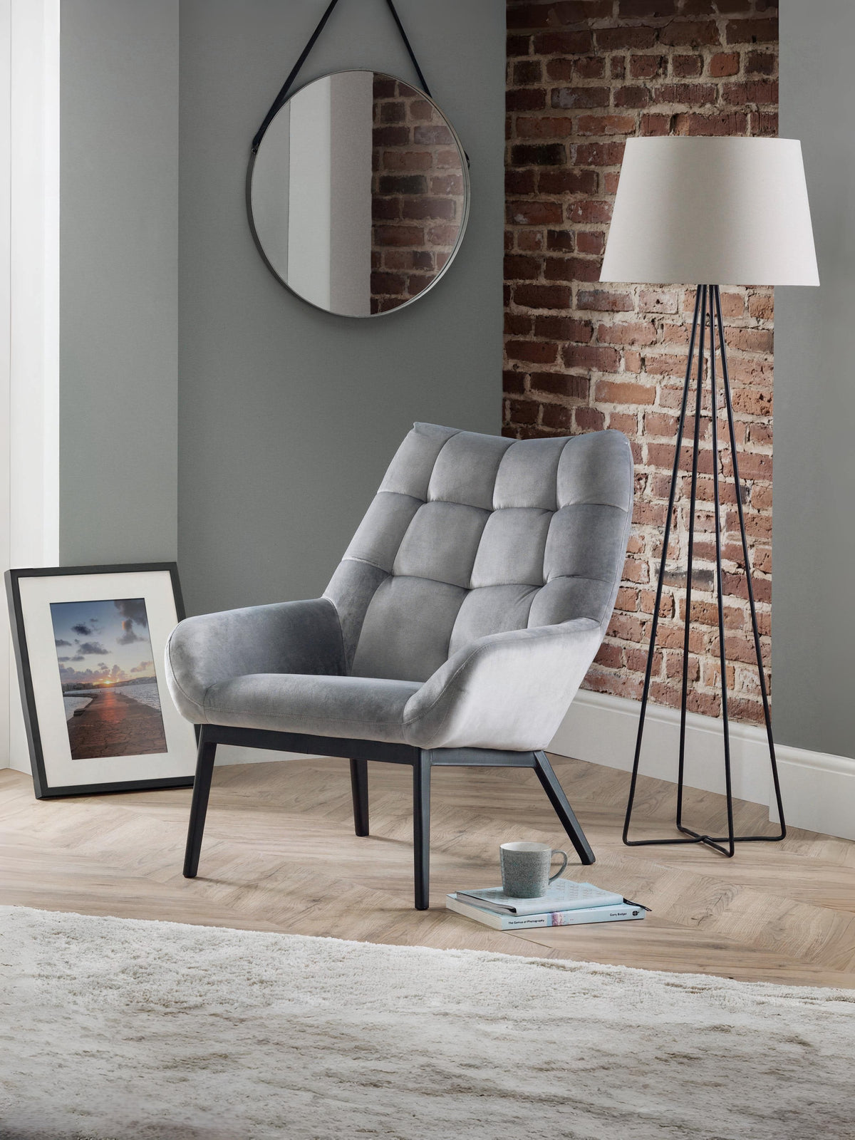 Lucerne Velvet Chair - Grey