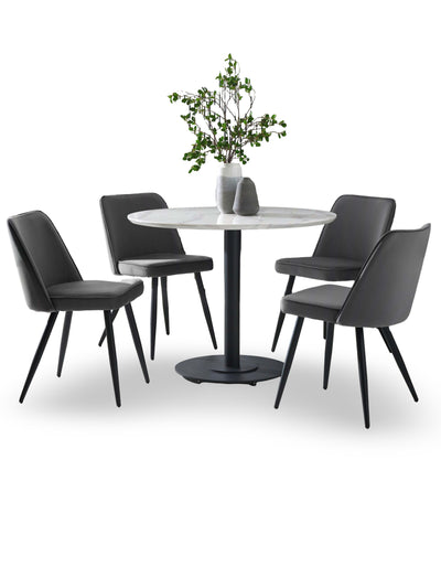 Luca Dining Set – White Marble Effect and Black