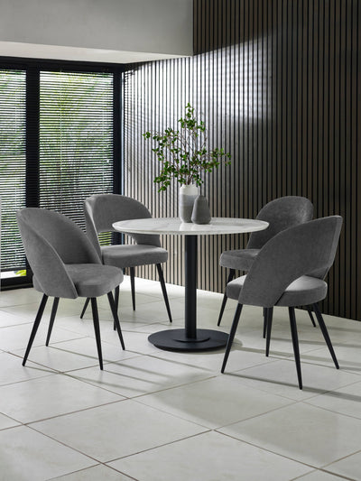 Luca Dining Set – White Marble Effect and Black