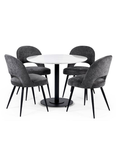 Luca Dining Set – White Marble Effect and Black