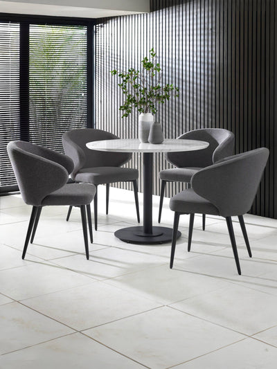 Luca Dining Set – White Marble Effect and Black