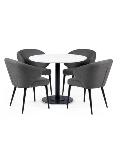 Luca Dining Set – White Marble Effect and Black