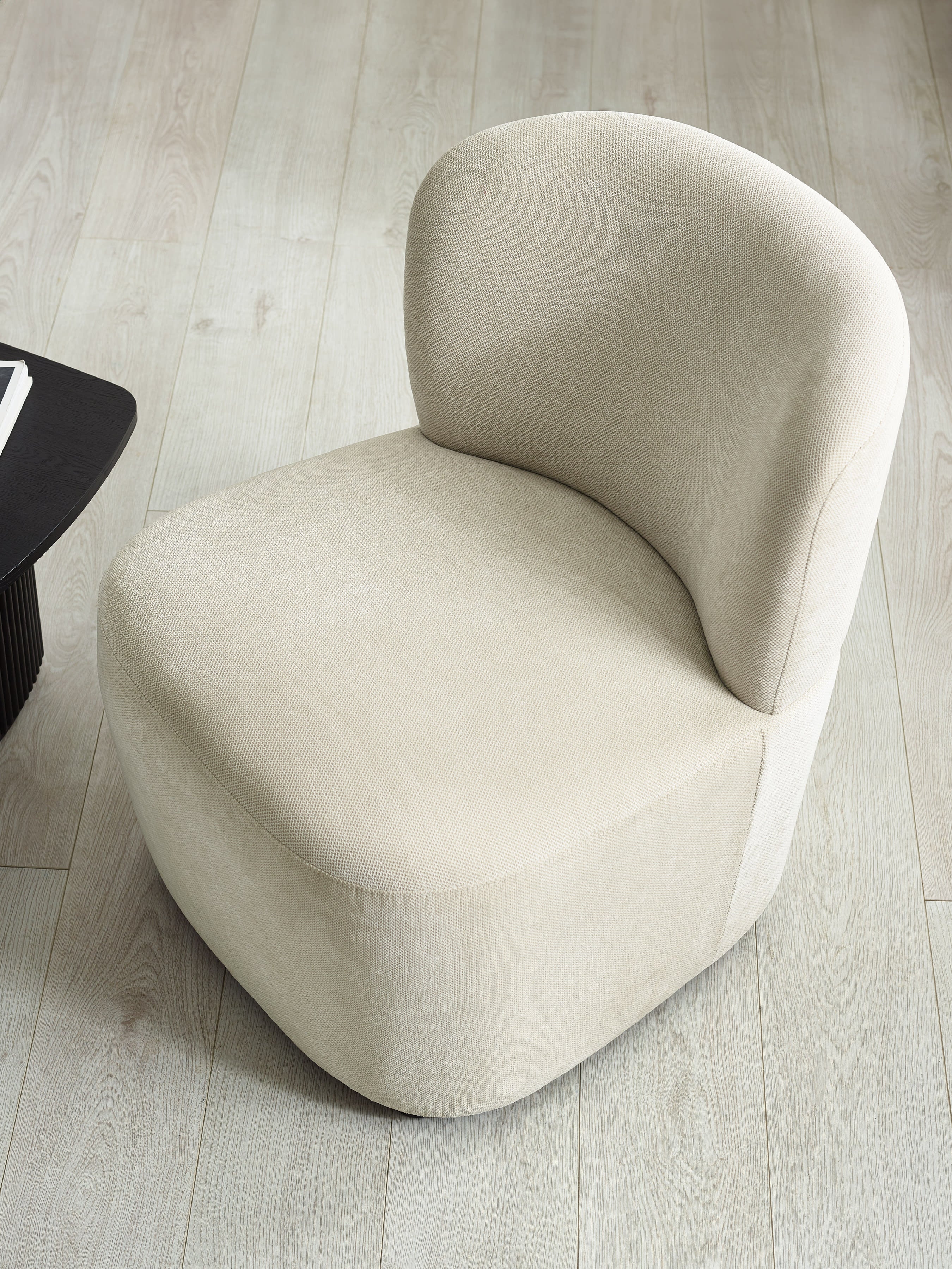 Lunetta Beige Chenille Armless Accent Chair – Dune Chenille