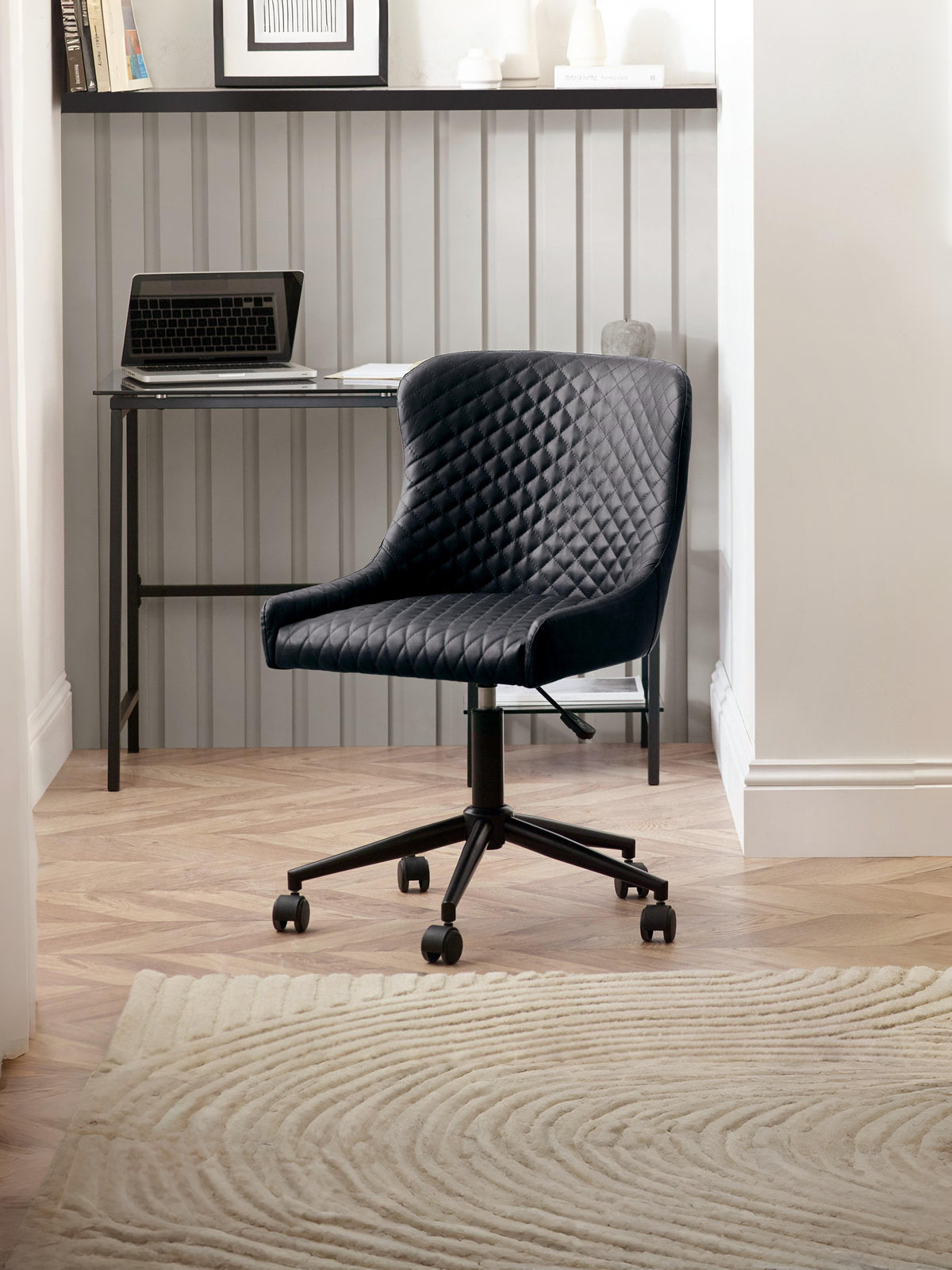 Luxe Office Chair In Black Faux Leather