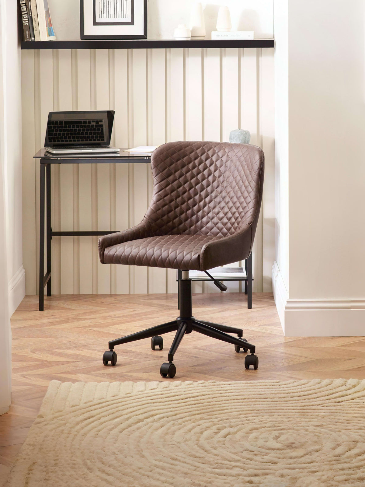 Luxe Office Chair In Brown Faux Leather