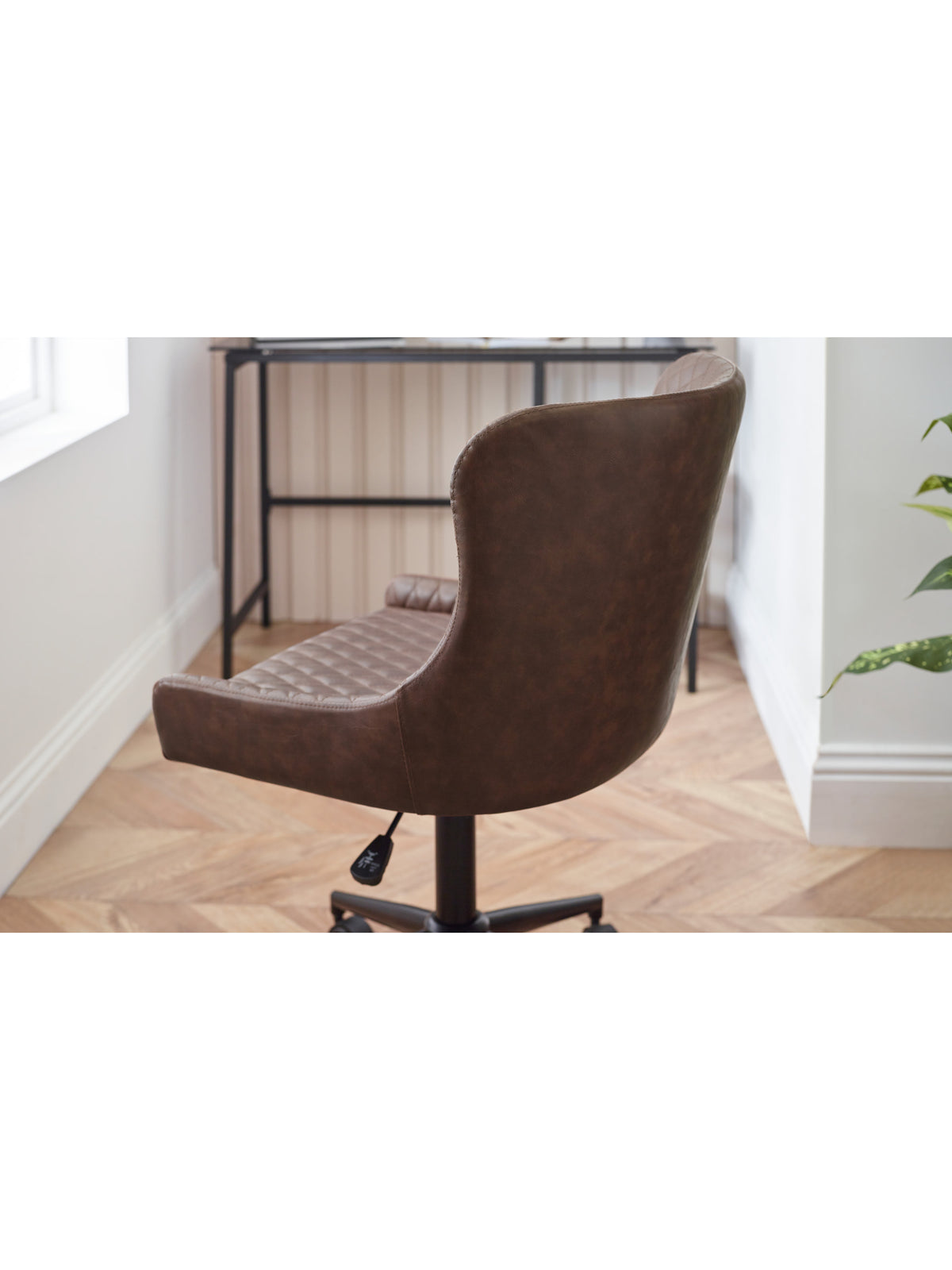 Luxe Office Chair In Brown Faux Leather