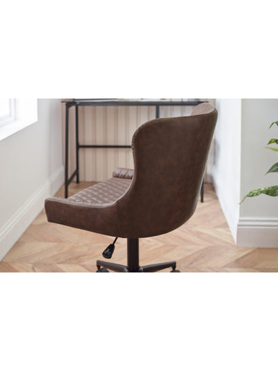 Luxe Office Chair In Brown Faux Leather