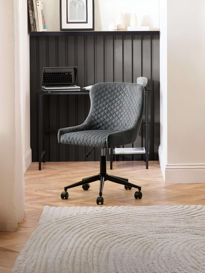 Luxe Office Chair In Grey Velvet
