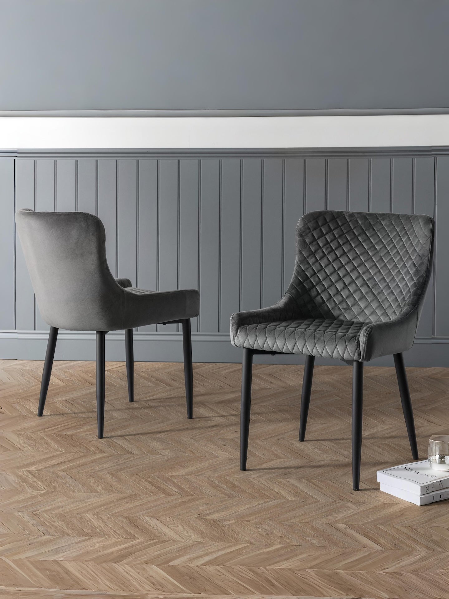 Luxe Velvet Dining Chairs - Grey (Set Of 2) – Julian Bowen, view 2