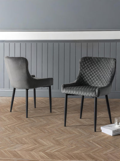 Luxe Velvet Dining Chairs - Grey (Set Of 2) – Julian Bowen, view 2