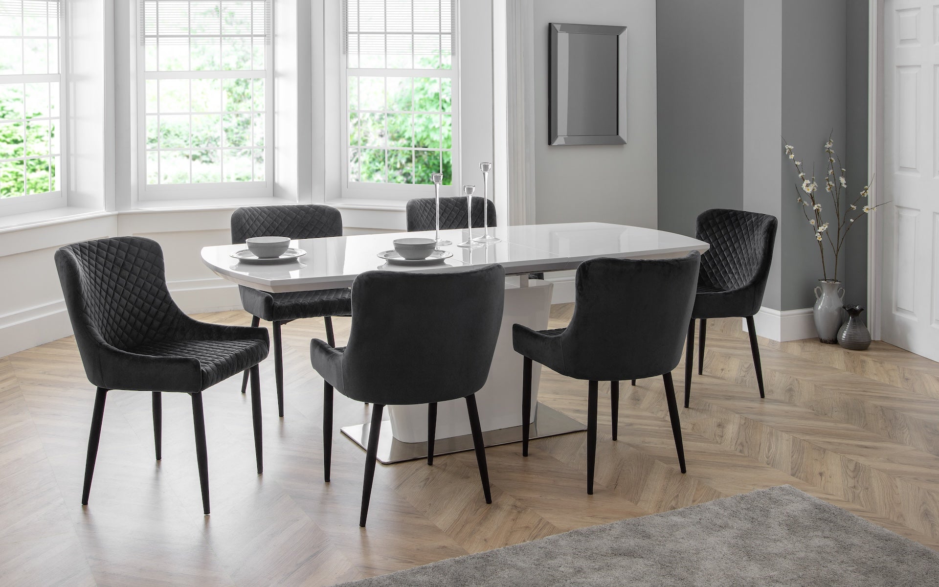 Luxe Velvet Dining Chairs - Grey (Set Of 2) – Julian Bowen, view 8