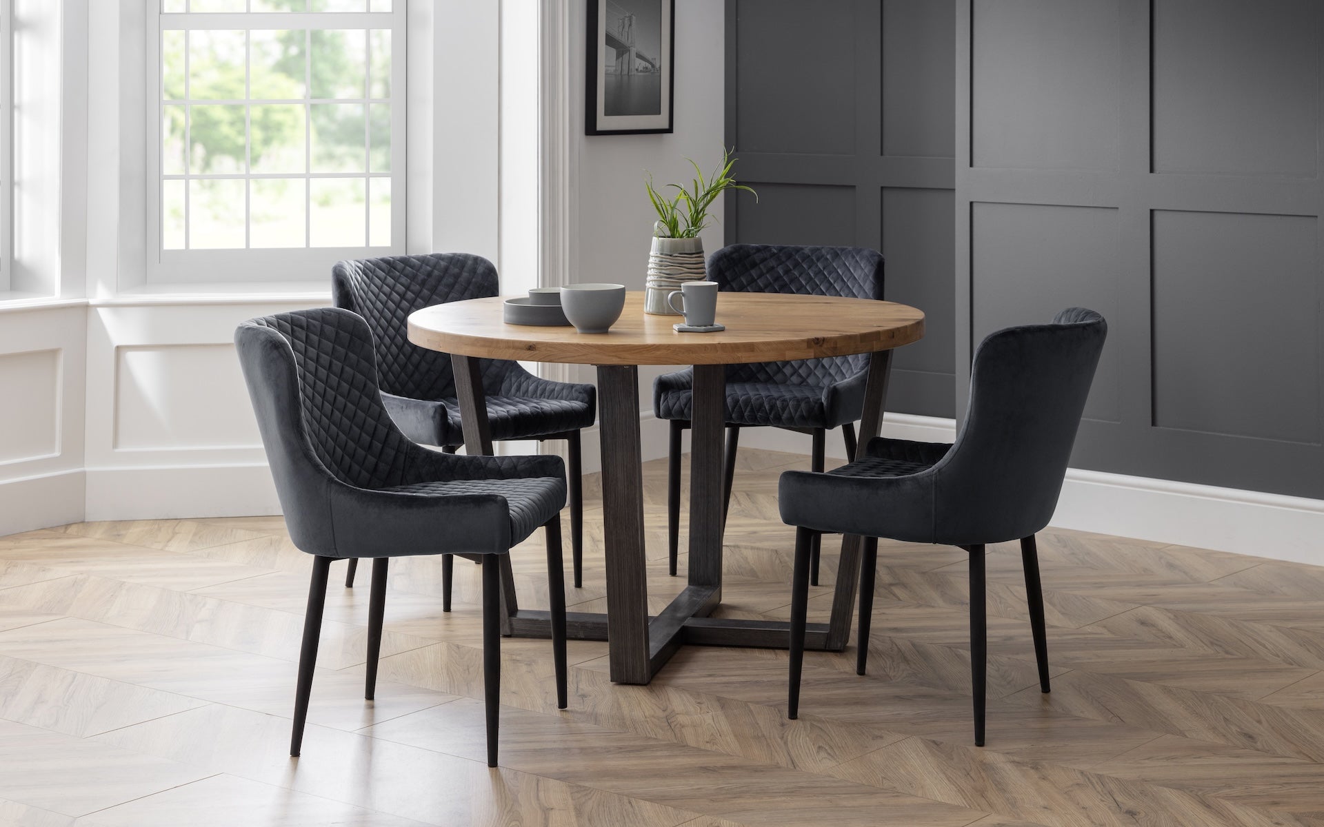 Luxe Velvet Dining Chairs - Grey (Set Of 2) – Julian Bowen, view 9