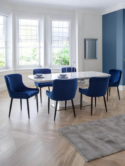 Luxe Velvet Dining Chairs - Blue (Set Of 2)