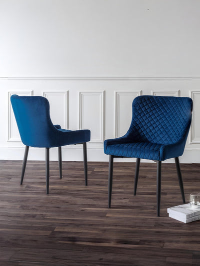Luxe Velvet Dining Chairs - Blue (Set Of 2) – Julian Bowen, view 2