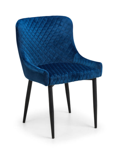 Luxe Velvet Dining Chairs - Blue (Set Of 2) – Julian Bowen, view 3
