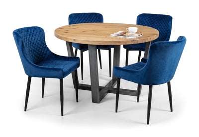 Luxe Velvet Dining Chairs - Blue (Set Of 2) – Julian Bowen, view 5