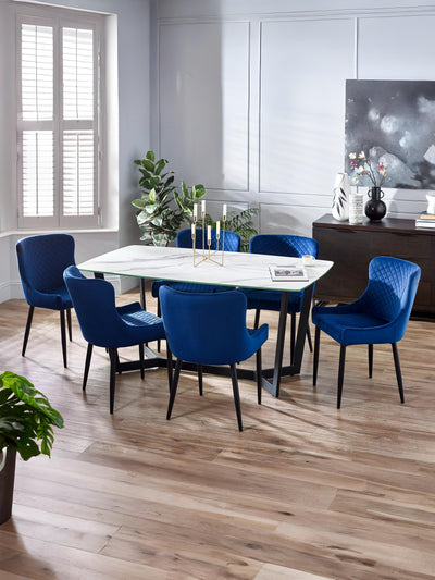Luxe Velvet Dining Chairs - Blue (Set Of 2)