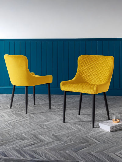Luxe Velvet Dining Chairs - Mustard (Set Of 2) – Julian Bowen, view 2