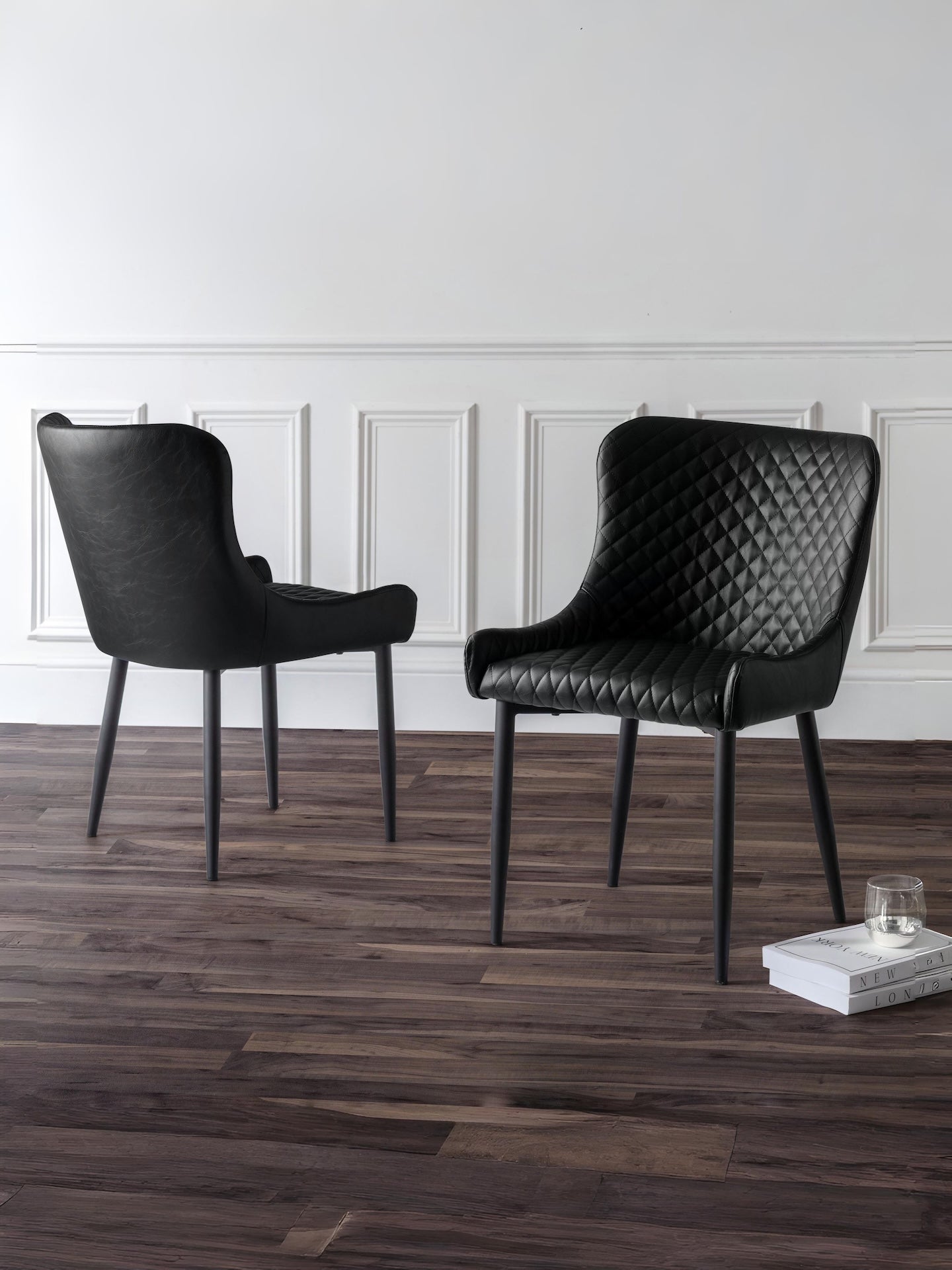 Luxe Faux Leather Dining Chairs Black (Set Of 2) – Julian Bowen, view 2